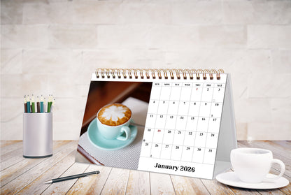 2026-12 Months Desk Calendar Desktop Planner with To-Do List (Coffee Time)