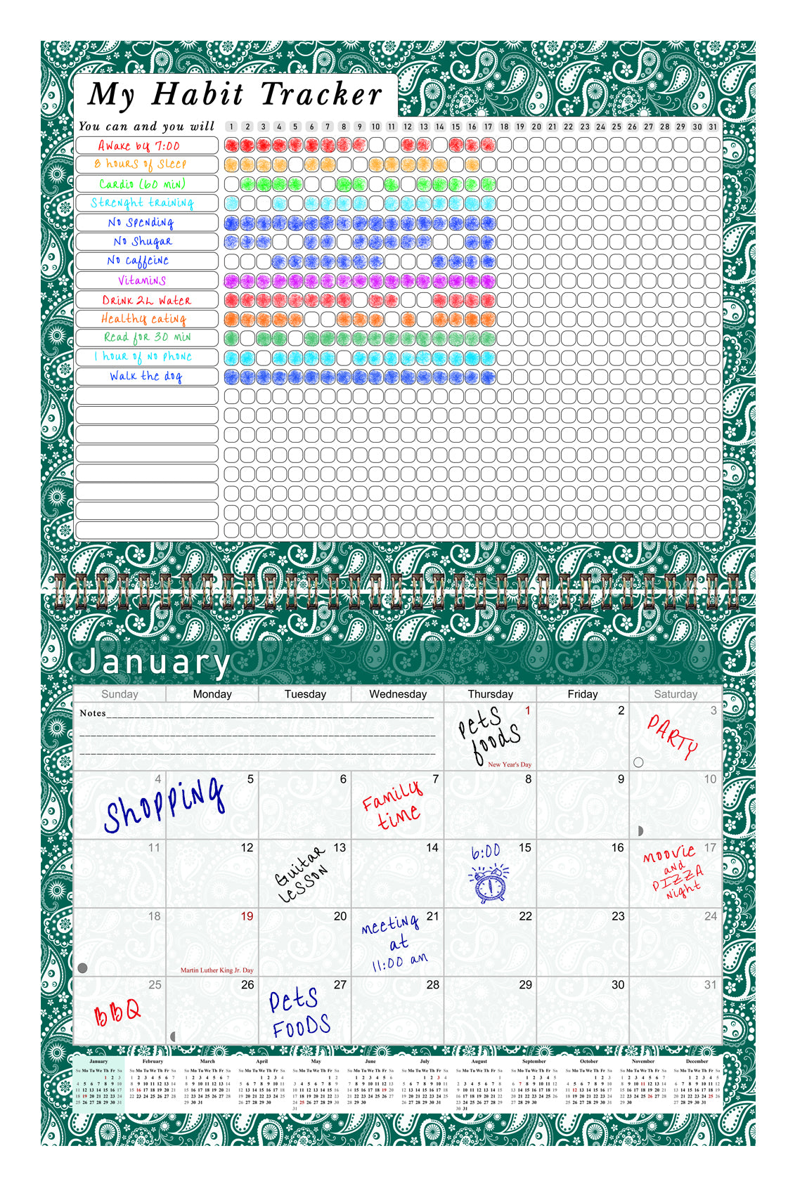 2027 Monthly Desktop/Wall Calendar/Planner - Habit Tracker - (Edition #24)