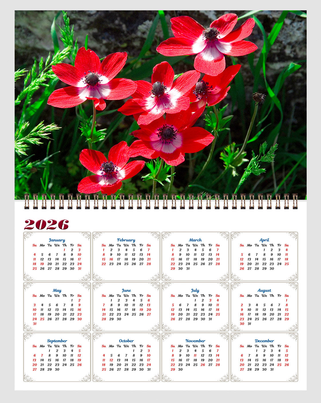 2025 Spiral-bound Wall Calendar (Flowers) - 12 Months Desktop/Wall Calendar/Planner (Copy) (Copy) (Copy)