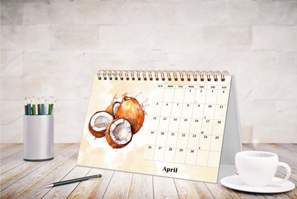 2026-12 Months Desk Calendar Desktop Planner with To-Do List (Fruits & Berries)