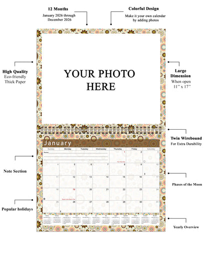 Personalized Custom 2027 Wall Calendar Spiral-bound (Add Your Photos) - 12 Months Desktop/Wall Calendar/Planner - Premium Quality 11 inches by 8.5 inches (11 x 17 Inches Open) Made in USA (Edition #10)