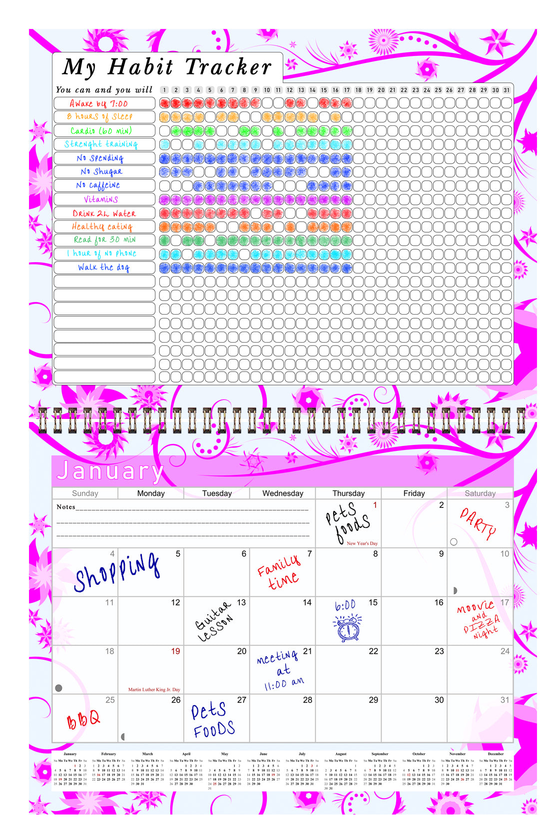 2027 Monthly Desktop/Wall Calendar/Planner - Habit Tracker - (Edition #10)