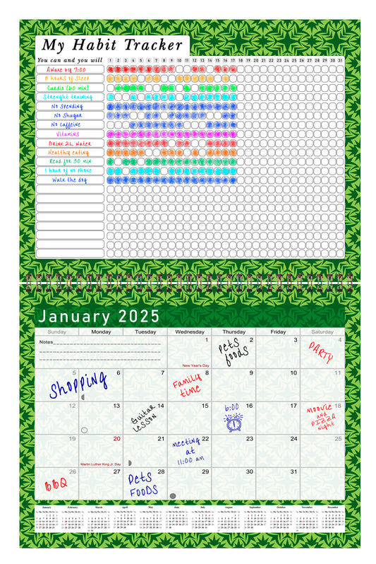2025 Monthly Desktop/Wall Calendar/Planner - Habit Tracker - (Edition #16)