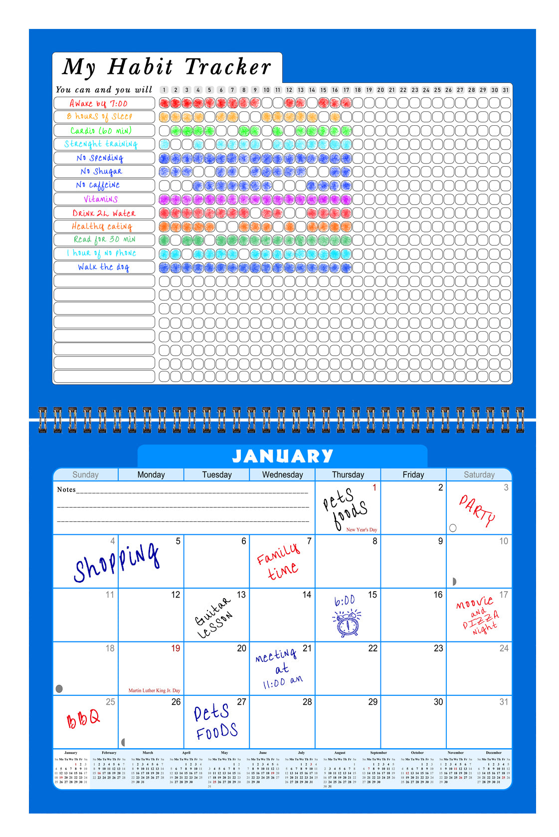 2027 Monthly Desktop/Wall Calendar/Planner - Habit Tracker - (Edition #06)