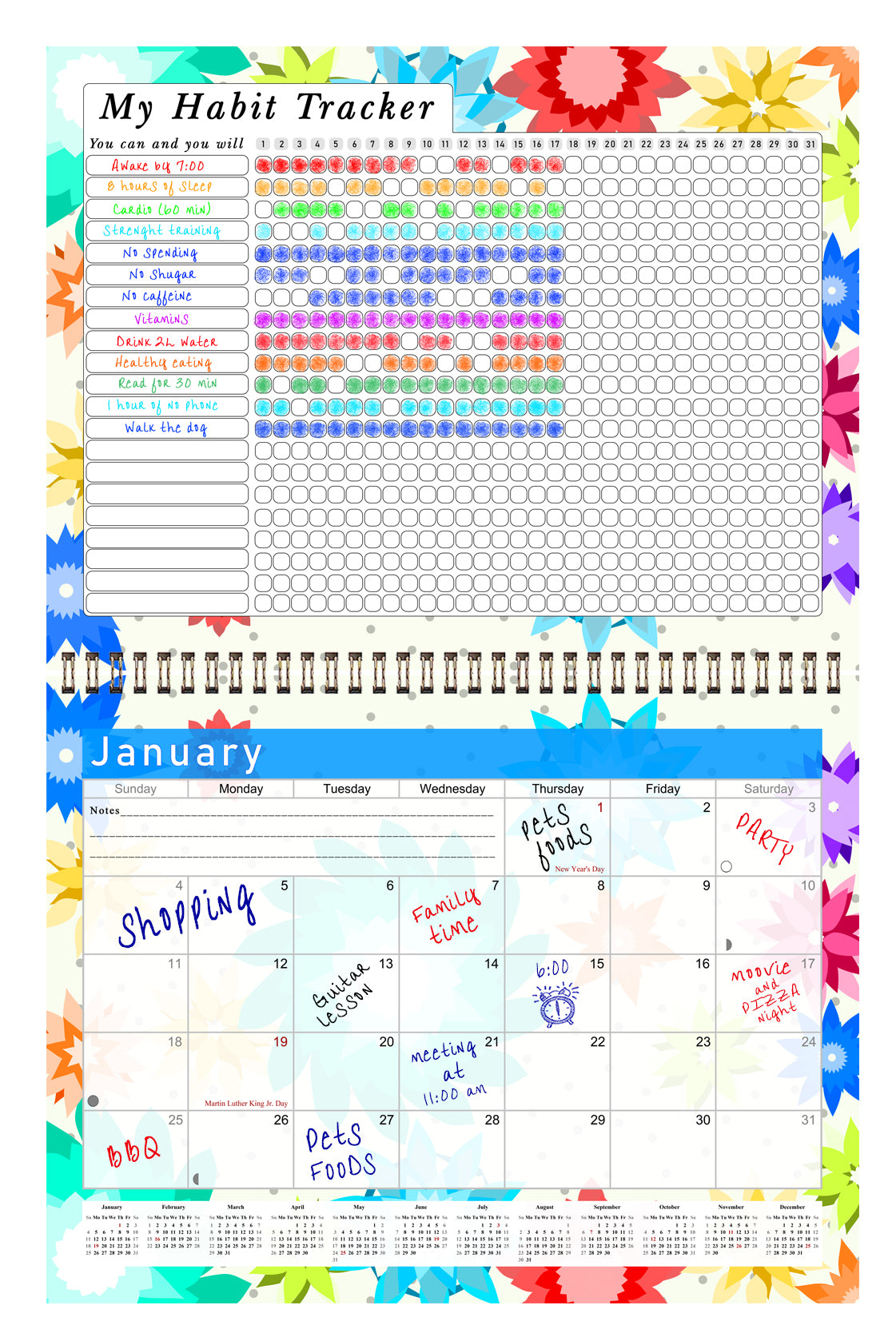 2027 Monthly Desktop/Wall Calendar/Planner - Habit Tracker - (Edition #01)