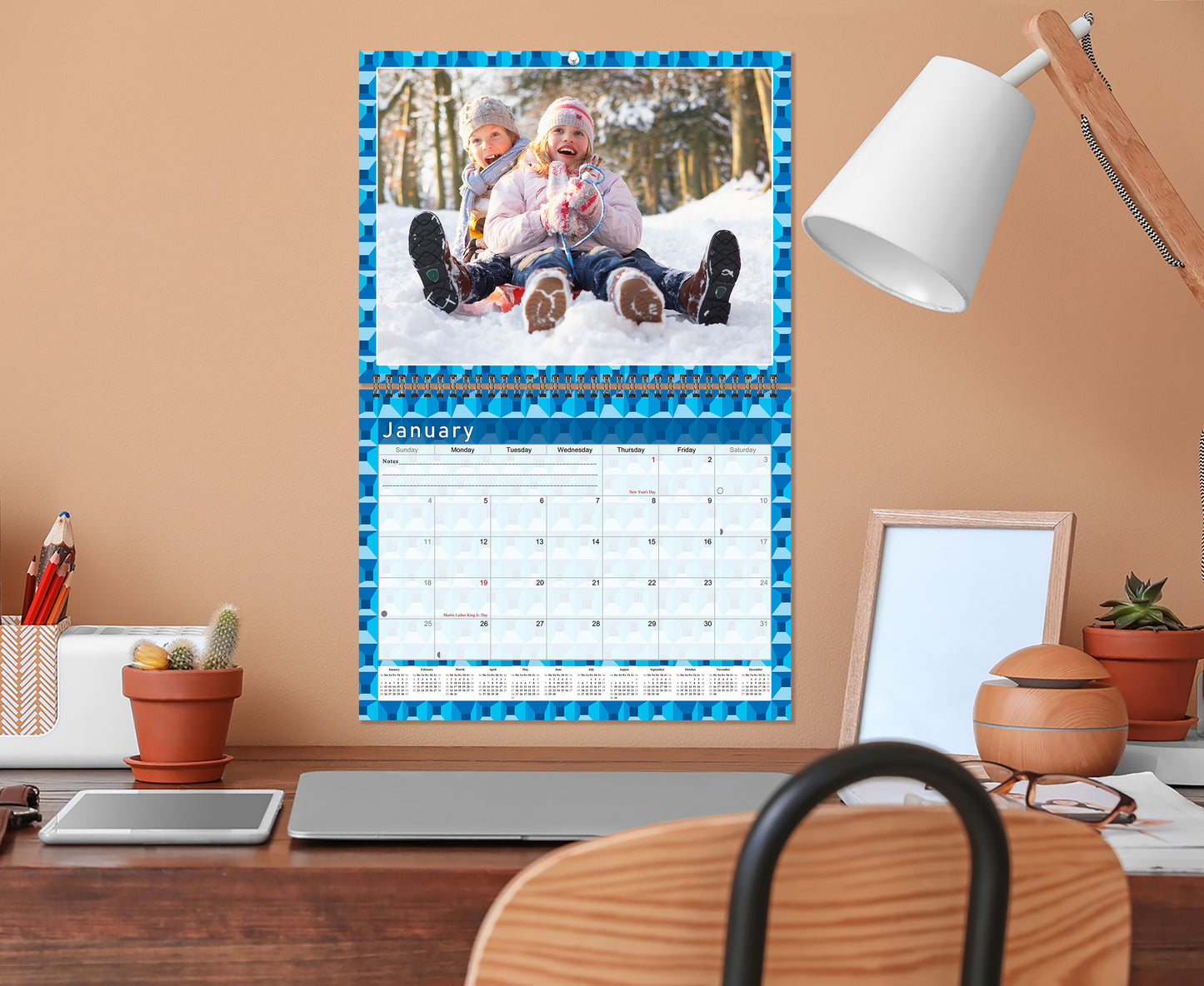 Personalized Custom 2027 Wall Calendar Spiral-bound (Add Your Photos) - 12 Months Desktop/Wall Calendar/Planner - Premium Quality 11 inches by 8.5 inches (11 x 17 Inches Open) Made in USA (Edition #03)