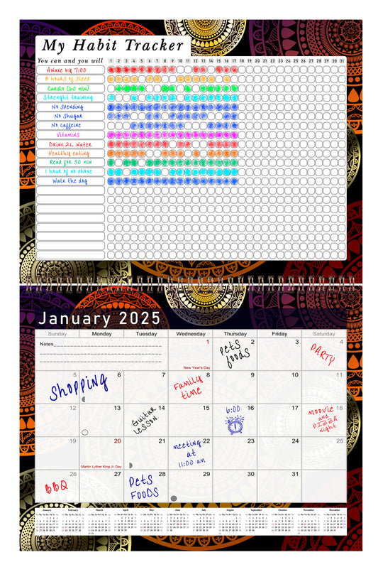 2025 Monthly Desktop/Wall Calendar/Planner - Habit Tracker - (Edition #12)