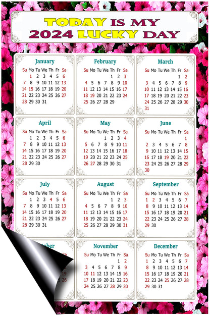 2024 Magnetic Calendar - Calendar Magnets - Today is my Lucky Day - (Fade, Tear, and Water Resistant) - Themed 027