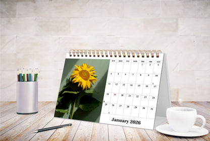 2026-12 Months Desk Calendar Desktop Planner with To-Do List (Sunflowers)