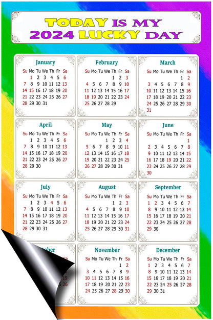 2024 Magnetic Calendar - Calendar Magnets - Today is my Lucky Day - (Fade, Tear, and Water Resistant) - Themed 043