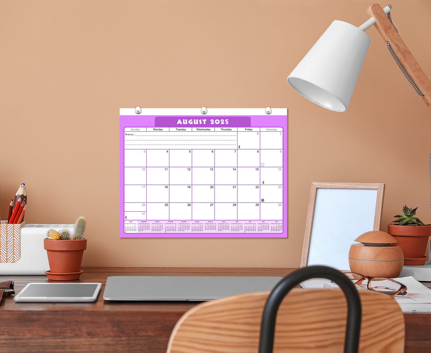 2025 - 2026 Academic Year 12 Months Student Calendar / College Planner for 3-Ring Binder, Desk or Wall -School Supplies - Made in USA -v005