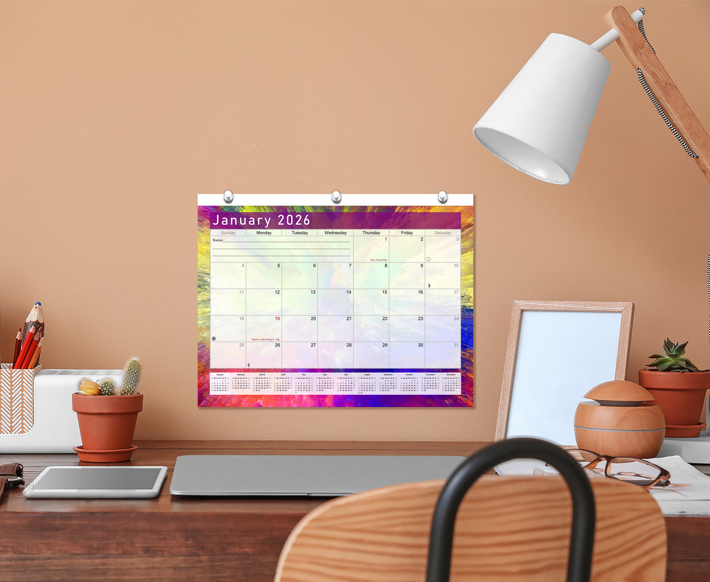2025 - 2026 Student Calendar/Planner for 3-Ring Binder, Desk, or Wall - v026