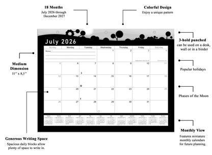 2026 - 2027 Student Calendar/Planner for 3-Ring Binder, Desk, or Wall - v015