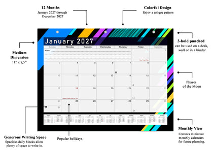 2026 - 2027 Student Calendar/Planner for 3-Ring Binder, Desk, or Wall - v013