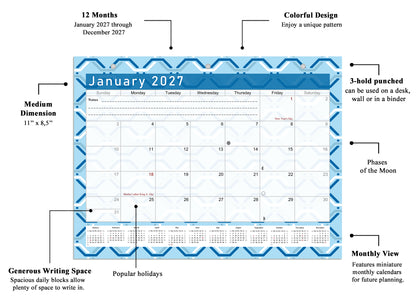 2026 - 2027 Student Calendar/Planner for 3-Ring Binder, Desk, or Wall - v004