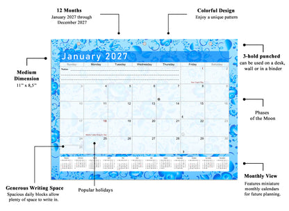 2026 - 2027 Student Calendar/Planner for 3-Ring Binder, Desk, or Wall - v019