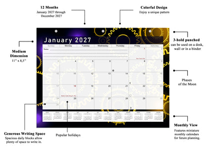 2026 - 2027 Student Calendar/Planner for 3-Ring Binder, Desk, or Wall - v009