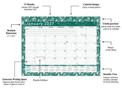 2026 - 2027 Student Calendar/Planner for 3-Ring Binder, Desk, or Wall - v024