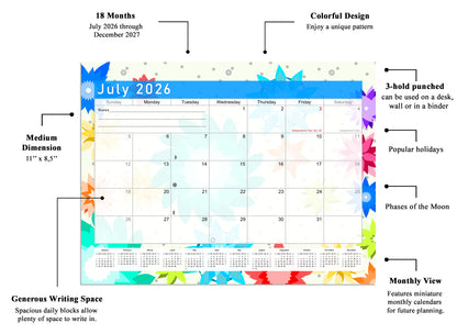 2026 - 2027 Student Calendar/Planner for 3-Ring Binder, Desk, or Wall - v001