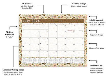 2026 - 2027 Student Calendar/Planner for 3-Ring Binder, Desk, or Wall - v020