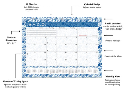 2026 - 2027 Student Calendar/Planner for 3-Ring Binder, Desk, or Wall - v021