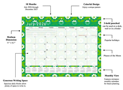 2026 - 2027 Student Calendar/Planner for 3-Ring Binder, Desk, or Wall - v016