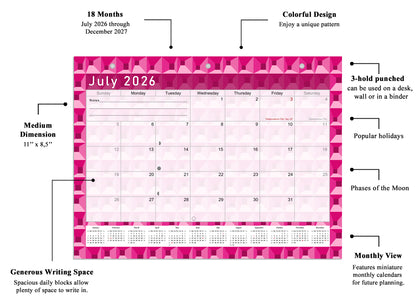 2026 - 2027 Student Calendar/Planner for 3-Ring Binder, Desk, or Wall - v003