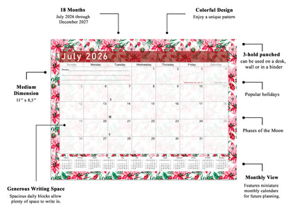 2026 - 2027 Student Calendar/Planner for 3-Ring Binder, Desk, or Wall - v022