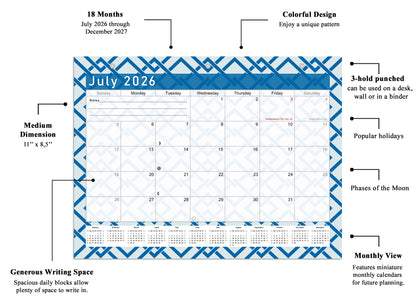 2026 - 2027 Student Calendar/Planner for 3-Ring Binder, Desk, or Wall - v004