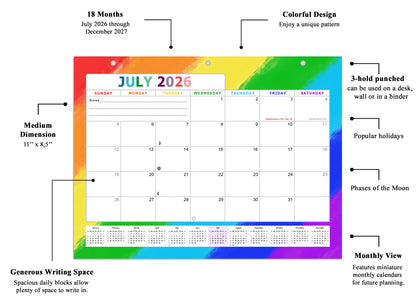 2026 - 2027 Student Calendar/Planner for 3-Ring Binder, Desk, or Wall - v028
