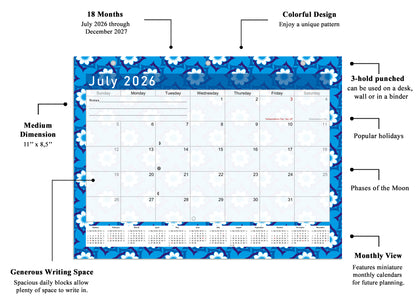 2026 - 2027 Student Calendar/Planner for 3-Ring Binder, Desk, or Wall - v017