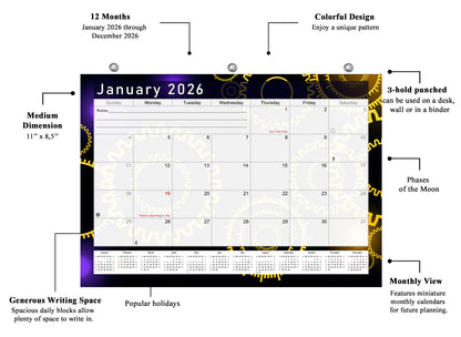 2025 - 2026 Student Calendar/Planner for 3-Ring Binder, Desk, or Wall - v009
