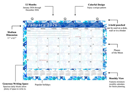 2025 - 2026 Student Calendar/Planner for 3-Ring Binder, Desk, or Wall - v022