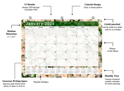 2025 - 2026 Student Calendar/Planner for 3-Ring Binder, Desk, or Wall - v023