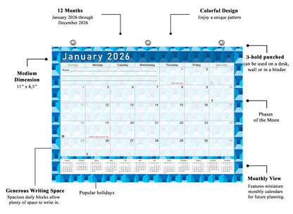 2025 - 2026 Student Calendar/Planner for 3-Ring Binder, Desk, or Wall - v003