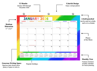 2025 - 2026 Student Calendar/Planner for 3-Ring Binder, Desk, or Wall - v028