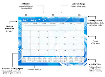 2025 - 2026 Student Calendar/Planner for 3-Ring Binder, Desk, or Wall - v002