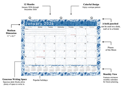 2025 - 2026 Student Calendar/Planner for 3-Ring Binder, Desk, or Wall - v021