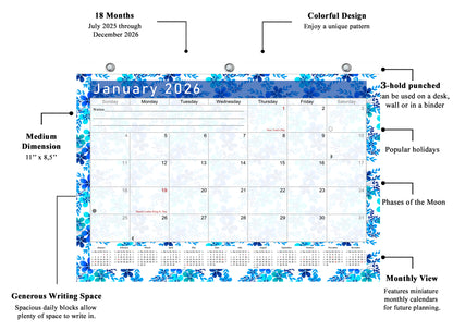 2025 - 2026 Student Calendar/Planner for 3-Ring Binder, Desk, or Wall - v022
