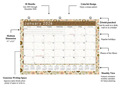 2025 - 2026 Student Calendar/Planner for 3-Ring Binder, Desk, or Wall - v020