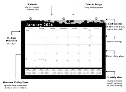 2025 - 2026 Student Calendar/Planner for 3-Ring Binder, Desk, or Wall - v015