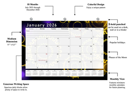 2025 - 2026 Student Calendar/Planner for 3-Ring Binder, Desk, or Wall - v009