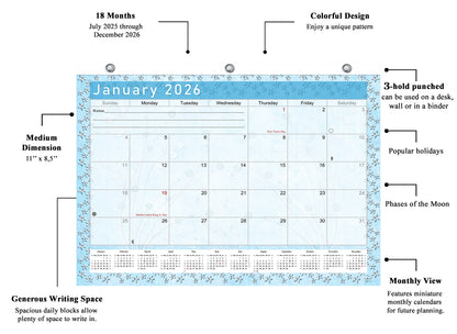 2025 - 2026 Student Calendar/Planner for 3-Ring Binder, Desk, or Wall - v018