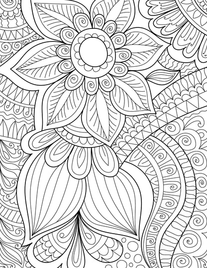 2027 Wall Coloring Calendar Spiral-bound Twin-Wire Binding - 12 Months Planner - Large Ruled Blocks with Julian Dates - (Flowers)