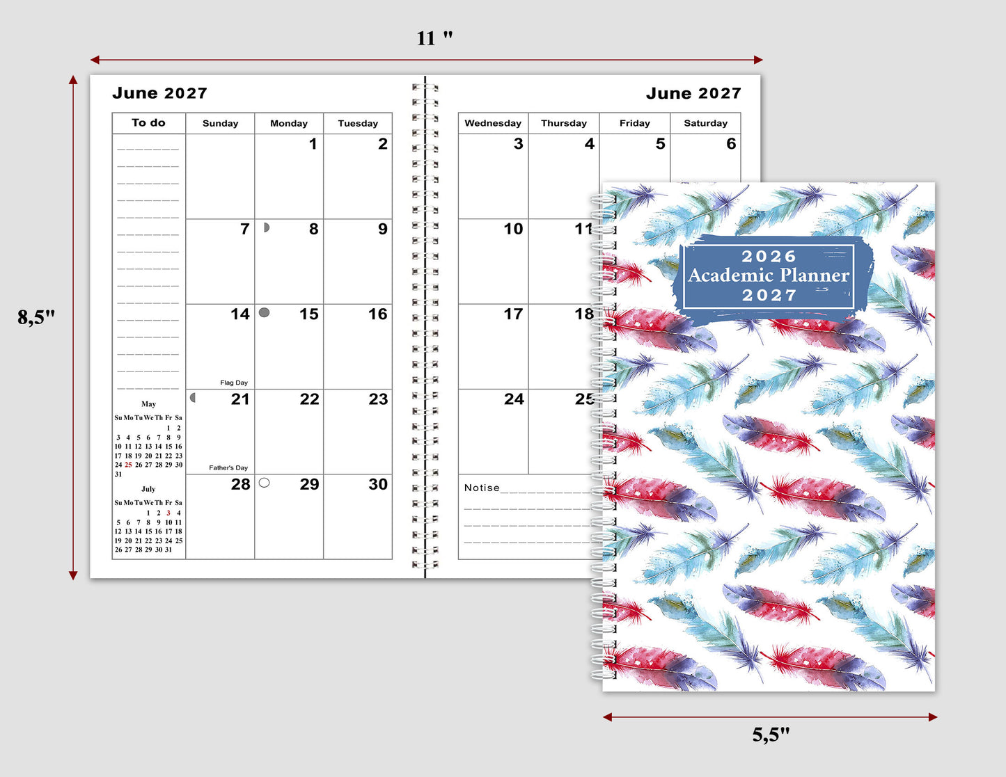2026-2027 Student Academic Planner Calendar - School College Weekly Agenda #032
