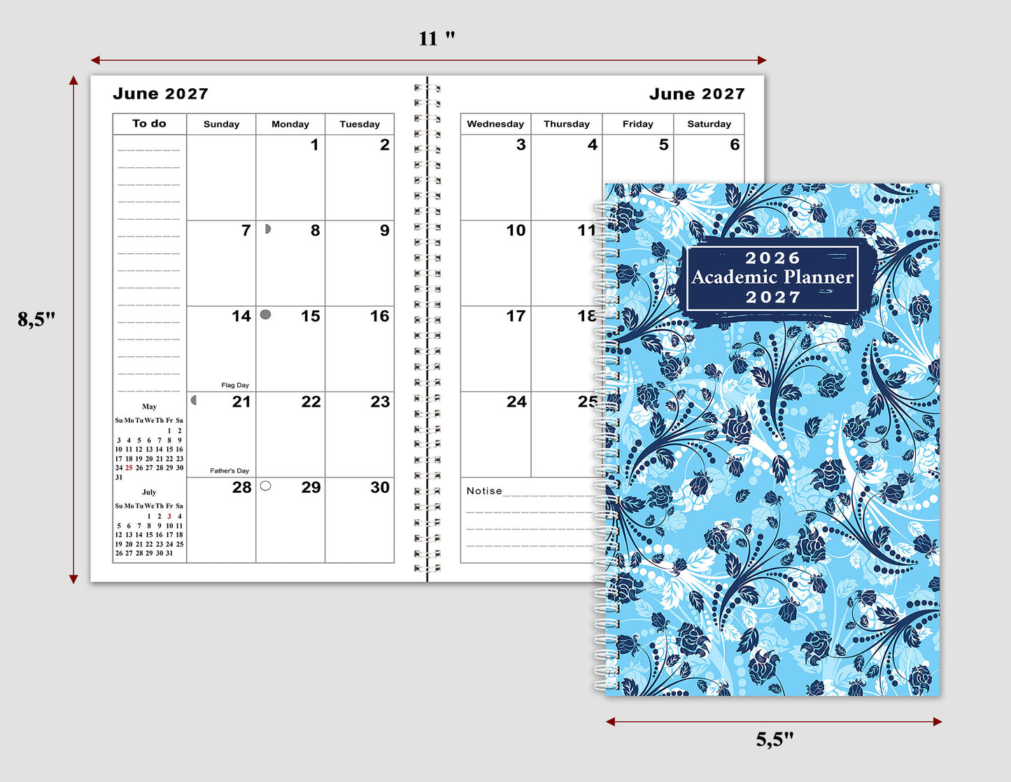 2026-2027 Student Academic Planner Calendar - School College Weekly Agenda #013