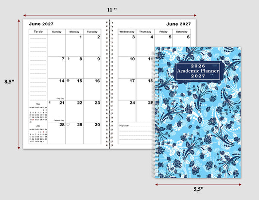 2026-2027 Student Academic Planner Calendar - School College Weekly Agenda #013