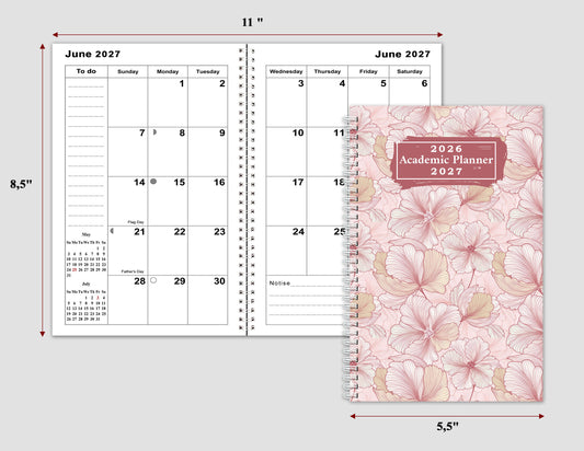 2026-2027 Student Academic Planner Calendar - School College Weekly Agenda #010