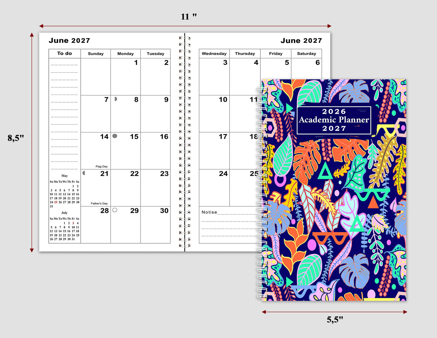 2026-2027 Student Academic Planner Calendar - School College Weekly Agenda #022