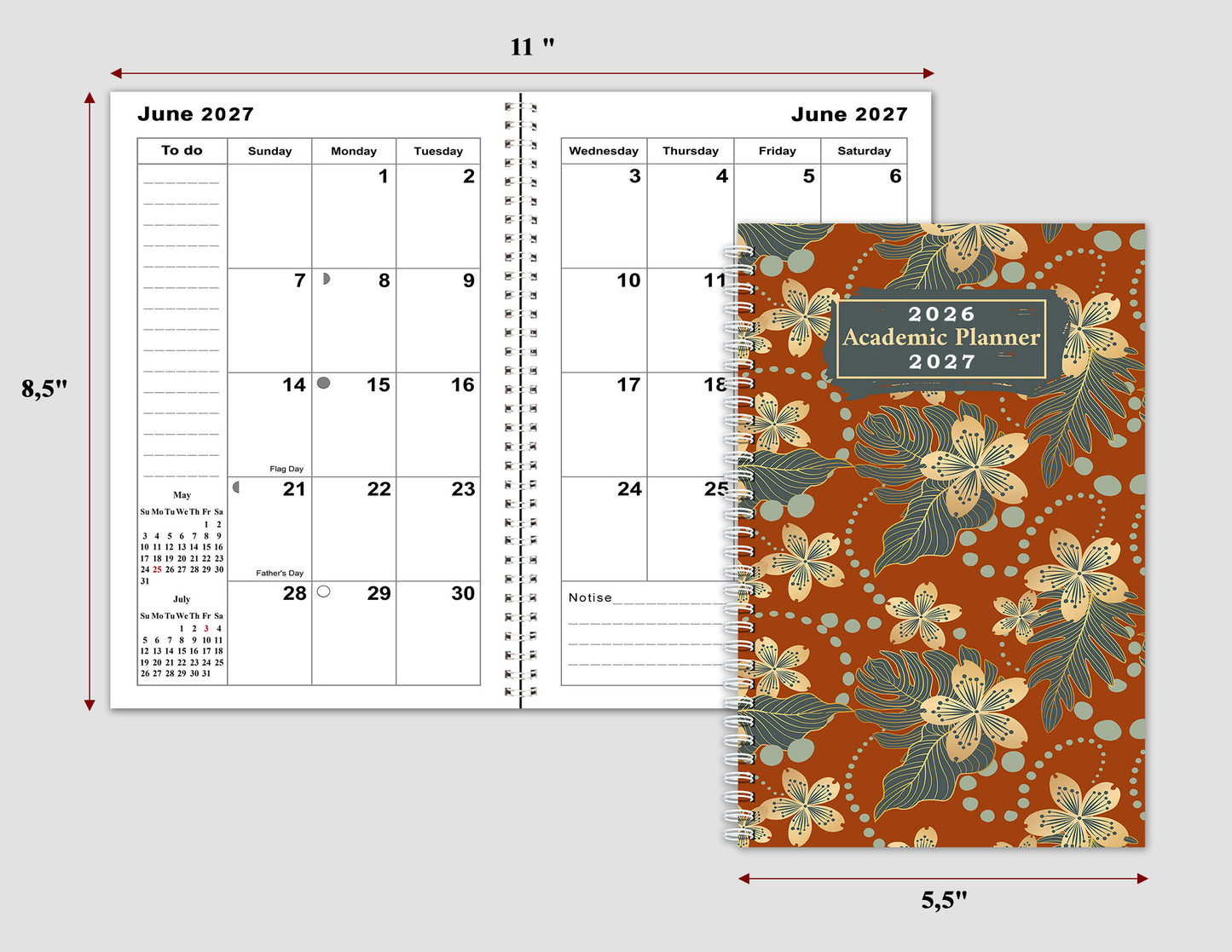 2026-2027 Student Academic Planner Calendar - School College Weekly Agenda #016